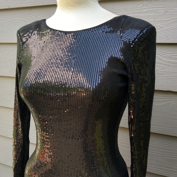 LADY DUTCH HIGH SOCIETY black sequin dress S XS - Picture 5 of 12